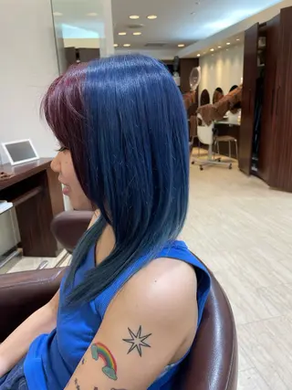 セミロング カラー TAYA 玲央のヘアスタイル