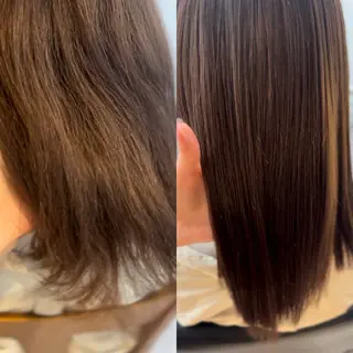 ミディアム カラー パーマ ヘアアレンジ メンズ キッズ レイヤーカット／顔周 りカット/縮毛矯正のヘアスタイル