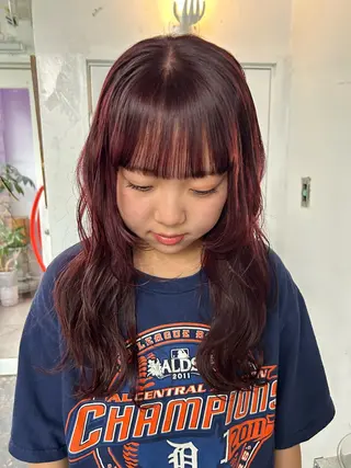 ロング カラー maho/垢抜け カラーパーマメイクのヘアスタイル