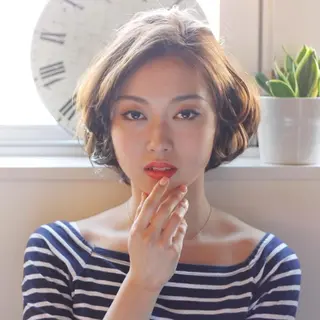 ショート カラー パーマ 【白髪ぼかし 専門GBG】自由が丘のヘアスタイル
