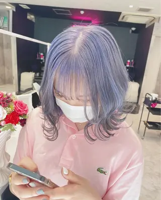 ミディアム カラー ヘアアレンジ TAKUMAブリーチ /切りっぱなし🪽のヘアスタイル