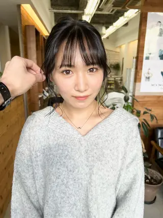 ミディアム カラー クロスパーマ× 透明感カラー✂︎のヘアスタイル