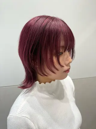 ミディアム カラー インナーカラー 推し ブリーチ 髪質改善のヘアスタイル