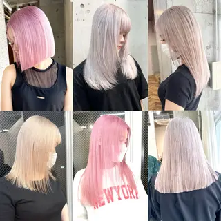 セミロング カラー lani ブリーチ /ダブルカラーのヘアスタイル
