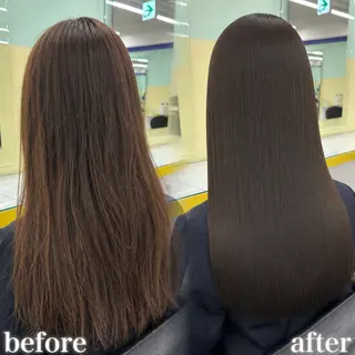 ロング 地毛風縮毛矯正飛我 赤み無し透明感ヘアのヘアスタイル