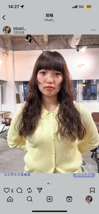 ロング みうら ありさのヘアスタイル