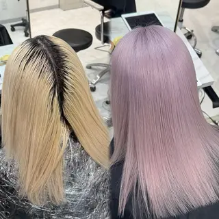 ミディアム カラー ヘアアレンジ 【🥀履歴修正🥀】 ハイトーン職人/拓真のヘアスタイル