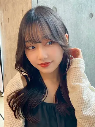 セミロング カラー ✨顔まわりカット ✨渋谷人気No.1✨のヘアスタイル
