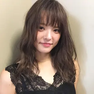 セミロング カラー 薬院:今泉/上川美幸 ボブ/顔周りレイヤーのヘアスタイル