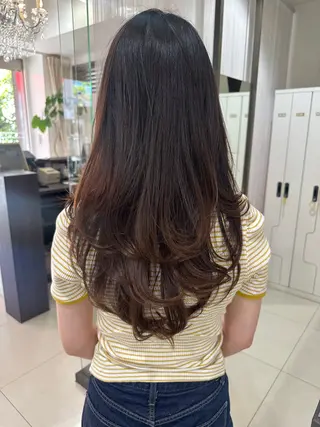 ロング レイヤー 艶々カラーのヘアスタイル