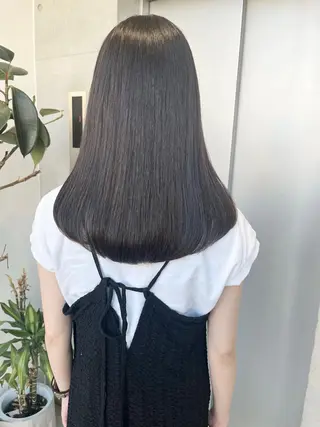 セミロング カラー パーマ ヘアアレンジ 透明感/オリーブ/ グレージュ/YUKAのヘアスタイル