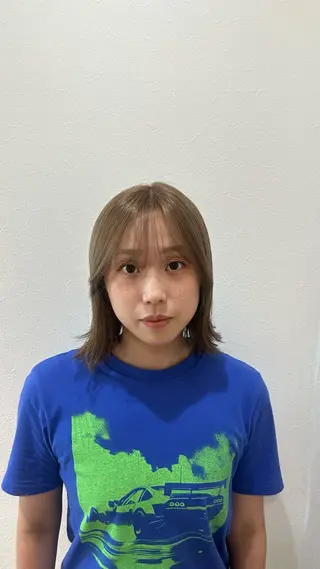 ミディアム 縮毛矯正/ブリーチ 無しWカラーのヘアスタイル