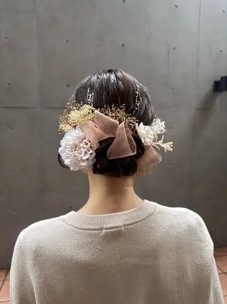 セミロング ヘアアレンジ 🎗️【ヘアセット 美眉】吉川玲🎗️のヘアスタイル