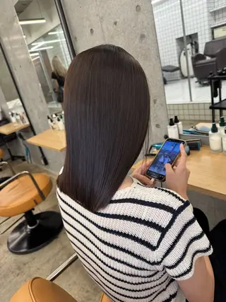 ミディアム 縮毛矯正×髪質改善× 艶髪カラー 吉原和磨のヘアスタイル