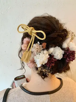 ミディアム ヘアアレンジ 近鉄奈良 カラー　うのさくらのヘアスタイル