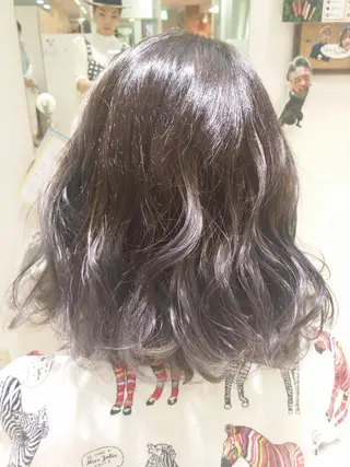 ミディアム カラー パーマ ヘアアレンジ きむえり/髪質改善 /うねり広がり改善のヘアスタイル