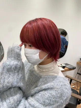 ショート カラー 矯正パーマ、ベージュ ボブカット🫧のヘアスタイル