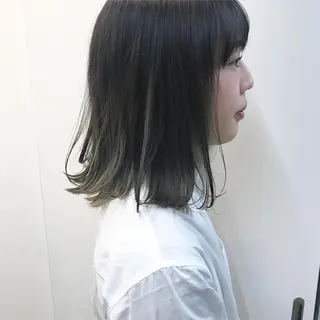 ミディアム カラー クニモトハルナ ボブ/柔らかカラーのヘアスタイル