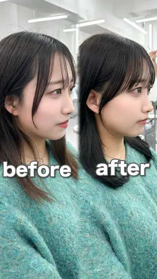 ミディアム 前髪顔まわりカット 🌈中村海聖のヘアスタイル