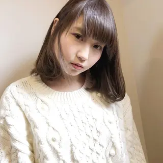 ミディアム カラー 薬院:今泉/上川美幸 ボブ/顔周りレイヤーのヘアスタイル
