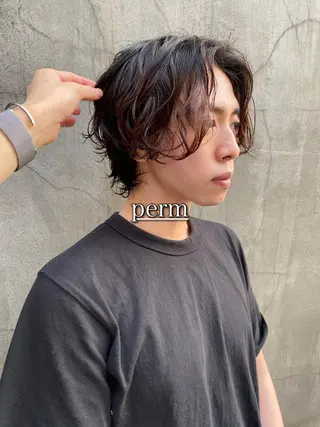 ミディアム パーマ メンズ メンズヘア/パーマ/ SHOUTOのヘアスタイル