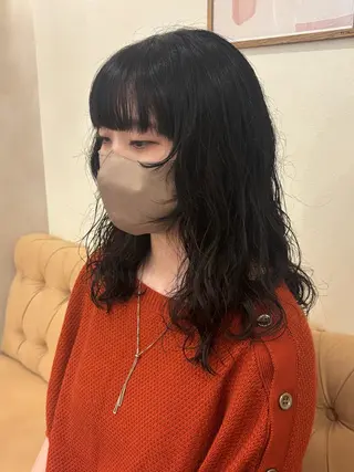 ミディアム パーマ シンバヒナノ/パーマ レイヤー/髪質改善のヘアスタイル