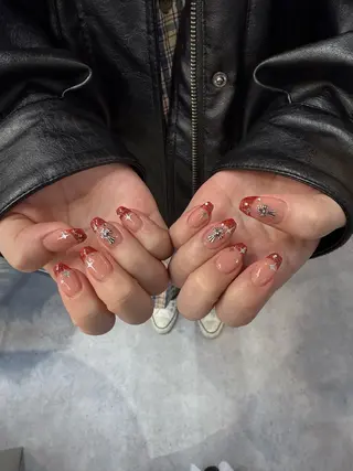 ネイル はばすみれ🎀ﾈｲﾙ 光ﾌｪｲｼｬﾙ ﾍｱのネイルデザイン