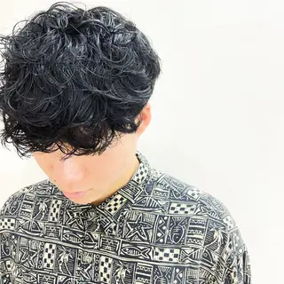 ショート パーマ メンズ デザインカラー/ 推しの配色　肥後のヘアスタイル