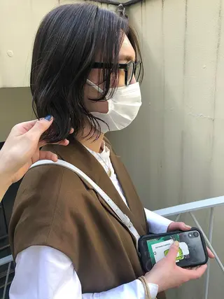 ミディアム カラー 抜け感ボブ×パーマ |kazaneのヘアスタイル