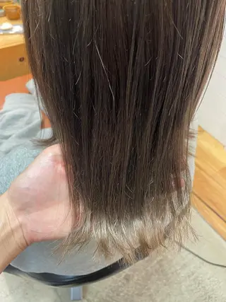 ミディアム カラー パーマ ヘアアレンジ ハイトーンカラー🤍 山下 優華のヘアスタイル