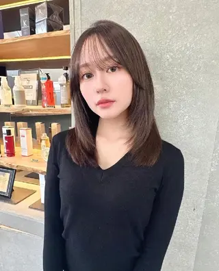 カラー セミロング あかね☆ヘアアレンジ /ボブ/縮毛矯正のヘアスタイル