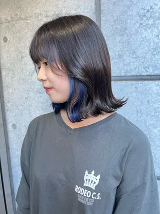ミディアム カラー 癖毛救済✂️ボブ /髪質改善ストレートのヘアスタイル