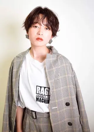ミディアム カラー パーマ ヘアアレンジ メンズ キッズ ネイル マツエク・マツパ EnBlesS西宮 マンツーマン神道有基のヘアスタイル