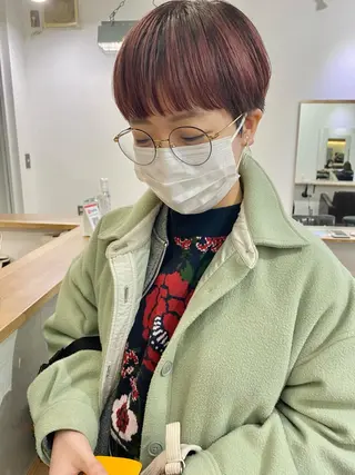 ショート カラー 森貴裕/ベージュ/ パーマ/オリーブのヘアスタイル