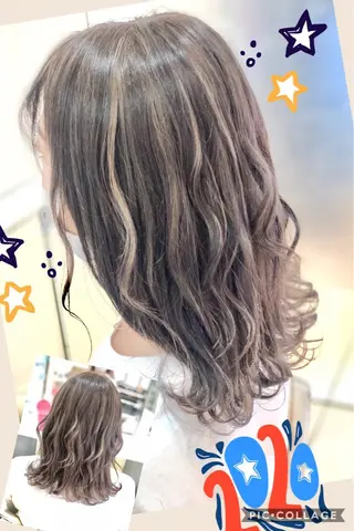 セミロング カラー 永島 桜のヘアスタイル