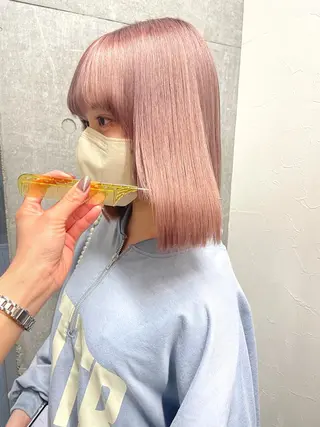 セミロング カラー ヘアアレンジ 🌷FUKA🌷 まろやかハイトーンのヘアスタイル
