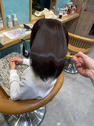 ミディアム 縮毛矯正 髪質改善 韓国風レイヤー 吉田のヘアスタイル