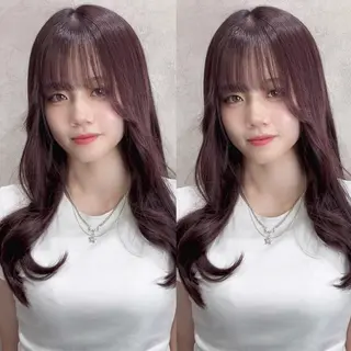 ロング カラー Rin♡透明感ピンク 🎀白肌ラベンダーのヘアスタイル