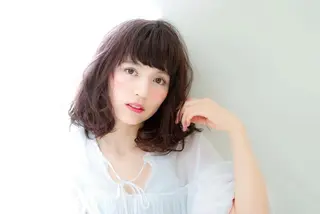 ミディアム セミロング カラー パーマ 内藤 達也のヘアスタイル