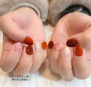 ネイル ショートネイル 森のさんぽ道のネイルデザイン