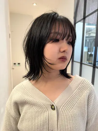 ミディアム 須藤 優真 切りっぱなしボブのヘアスタイル