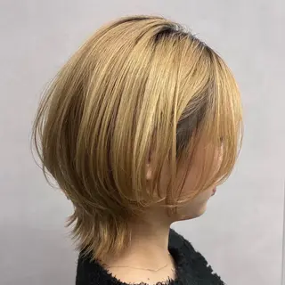 ミディアム カラー SUZUNO🤎ボブ レイヤー🫧顔周りのヘアスタイル