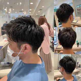 ショート メンズ 白髪ぼかしデザイン ハイライト/宮本純登のヘアスタイル