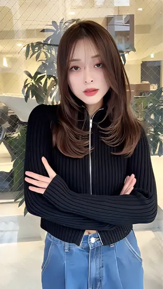 ロング カラー レイヤーカット/ボブ 似合わせ/透明感カラのヘアスタイル