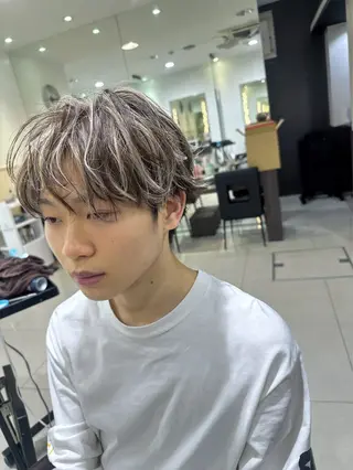 メンズ レイヤー 艶々カラーのヘアスタイル
