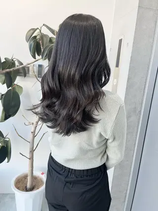 セミロング カラー パーマ ヘアアレンジ 透明感/オリーブ/ グレージュ/YUKAのヘアスタイル