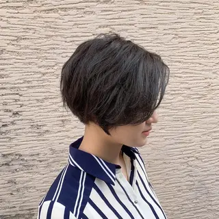 ショート カラー パーマ ヘアアレンジ M字・前髪割れ 改善メンズ特化/栢沼のヘアスタイル
