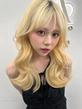 ロング カラー 透明感カラー✨🩵 韓国ヘアkanatoのヘアスタイル
