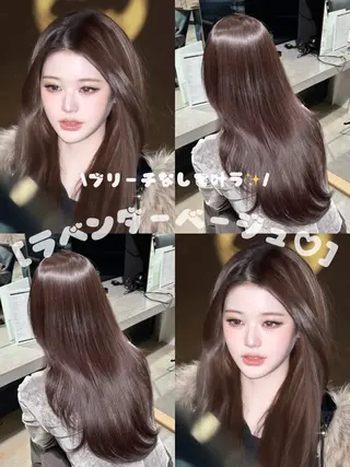 セミロング yui/ラベンダー/ ピンク/ワインレッドのヘアスタイル