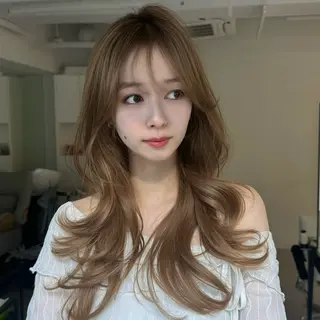 ロング カラー 顔まわりの神様✨ 透明感カラー藤嶋秀幸のヘアスタイル